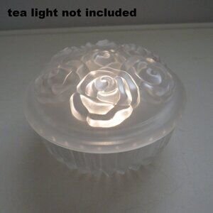 Rose floral lead crystal glass dish with lid Bohemia Vanity Dish